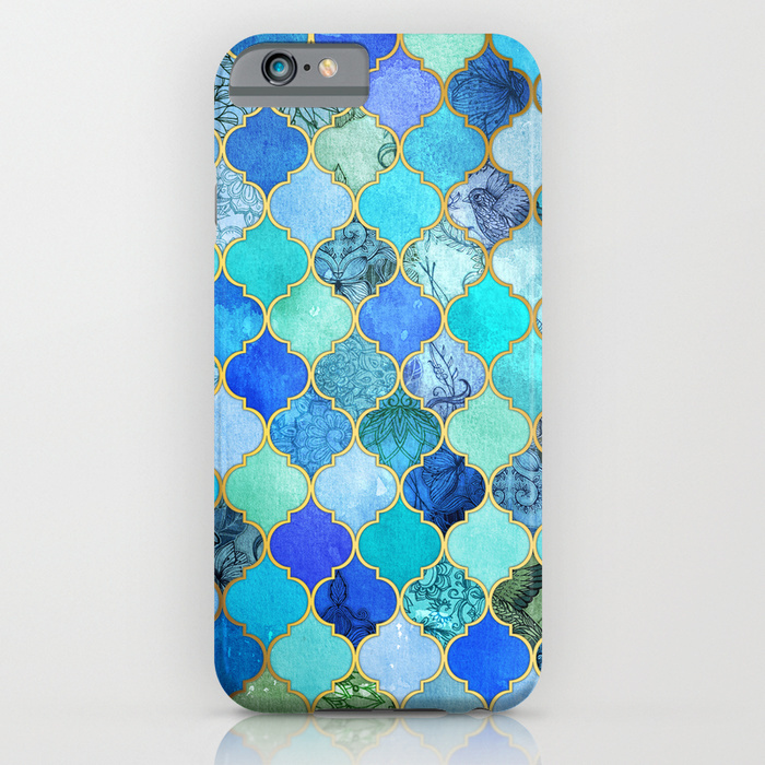 Society6 ケース Cobalt Blue, Aqua & Gold Decorative Moroccan