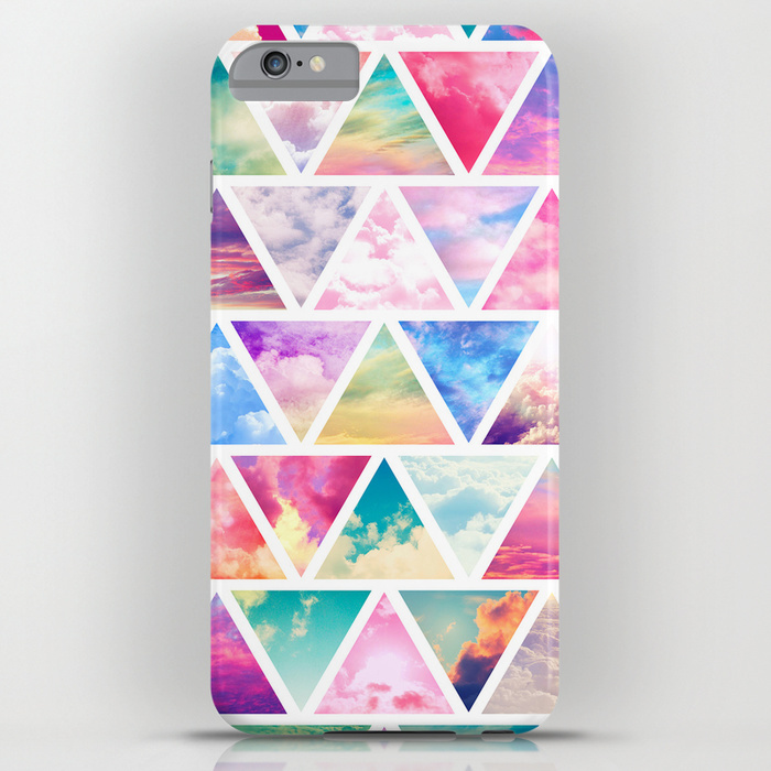 Society6 ケース Pink Clouds Teal Sky Abstract Triangles