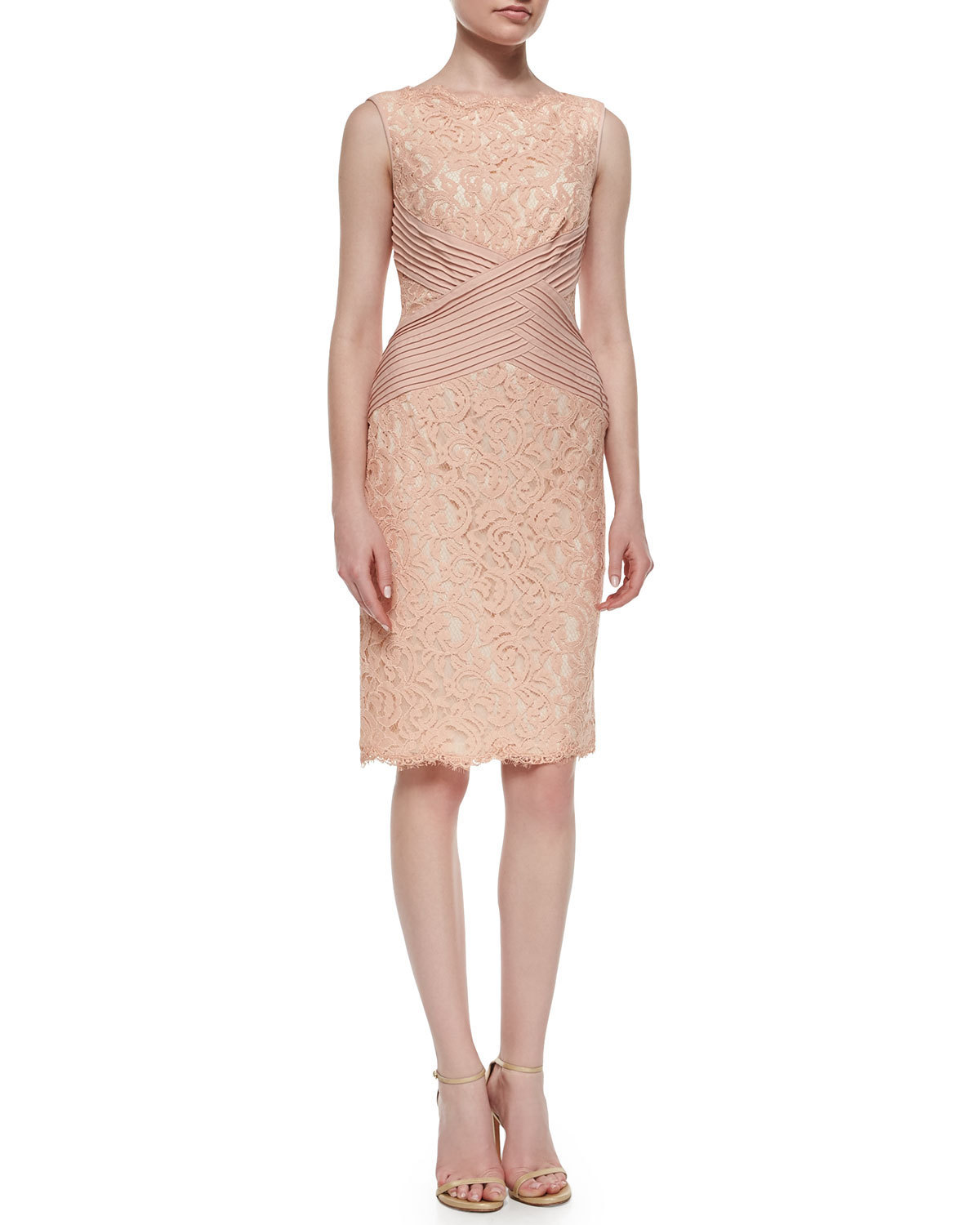 綺麗ライン☆TADASHI SHOJI ピンクレースカクテルワンピース♪