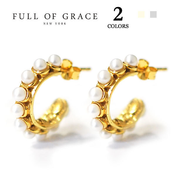【国内即発】≪FULL OF GRACE≫パール ジルコニア フープピアス
