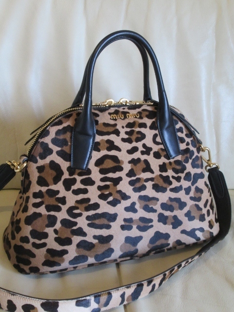 miumiuハラコ★レオパード柄がお洒落☆ハンドバッグ２ＷＡＹ