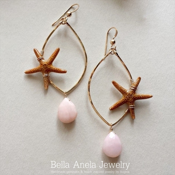 ヒトデ ピンクオパール フープ ピアス ハワイ Bella Anela #236