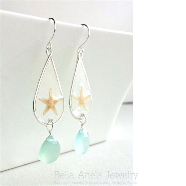 ヒトデ カルセドニー フープ ピアス ハワイ Bella Anela #294
