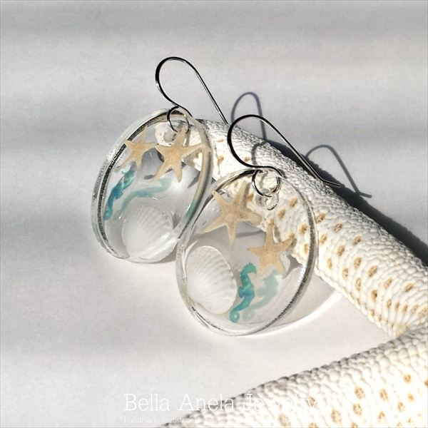 リアル ヒトデ クリアー ピアス ハワイ Bella Anela #305