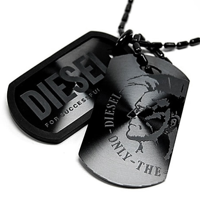 DIESEL ネックレス ダブルプレート ブラック dx0014040