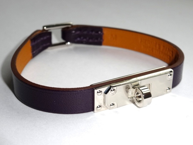 即発 エルメス ブレスレット MICRO KELLY 紫 RAISIN シルバー