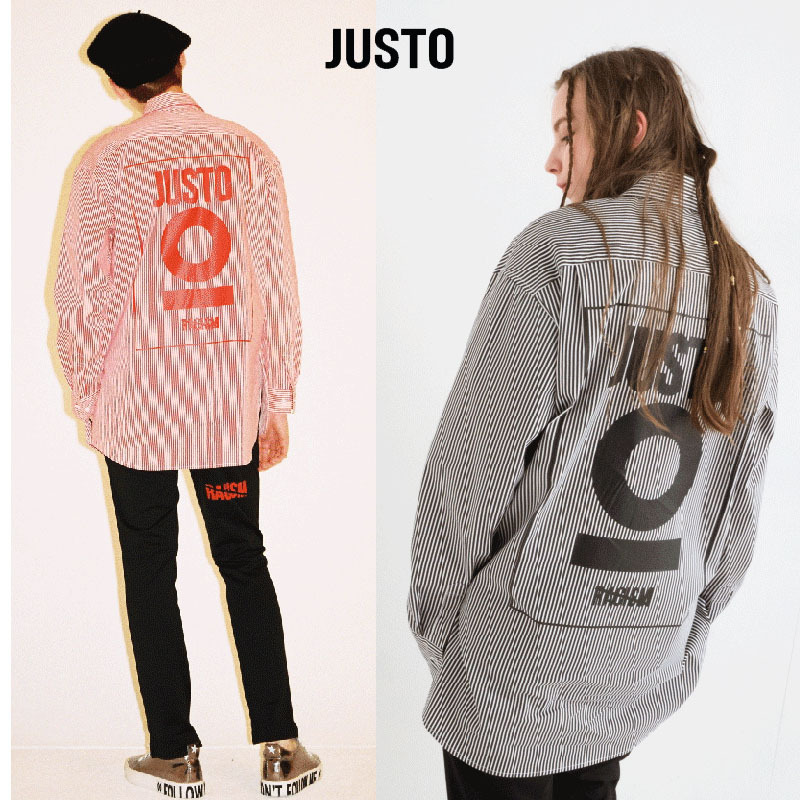 ★JUSTO★韓流スター ストライプTシャツ 3カラー 男女共用