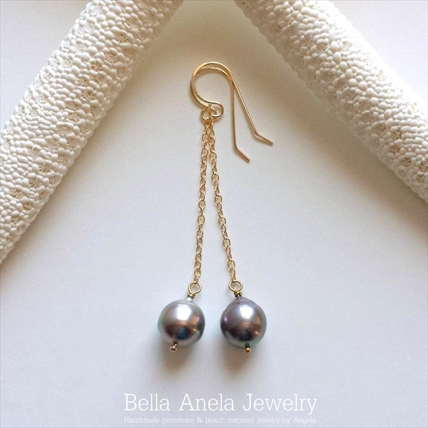 タヒチアンパール ゴールド ピアス ハワイ BellaAnela #412