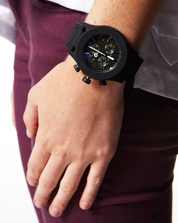 Nixon アナログ時計 送関税込★Nixonニクソン 42-20 CHRONO Black Rubber A038001(6)