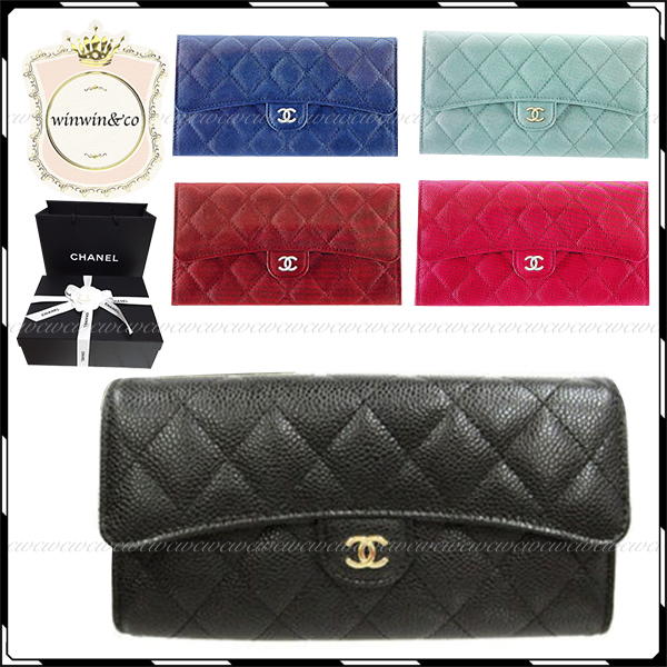 【国内発送】CHANEL★マトラッセキャビアスキン長財布*Black