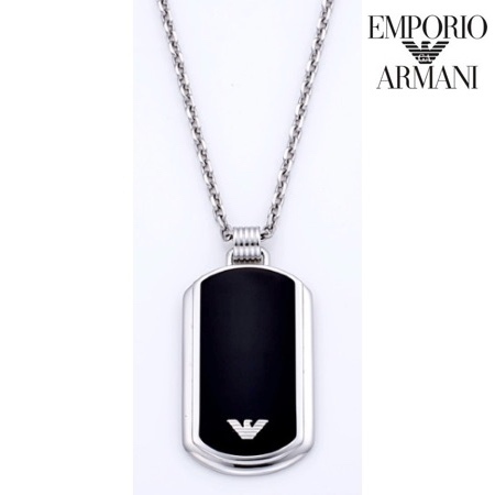 男女兼用可 ★ EMPORIO ARMANI ★ ネックレス シルバーxブラック