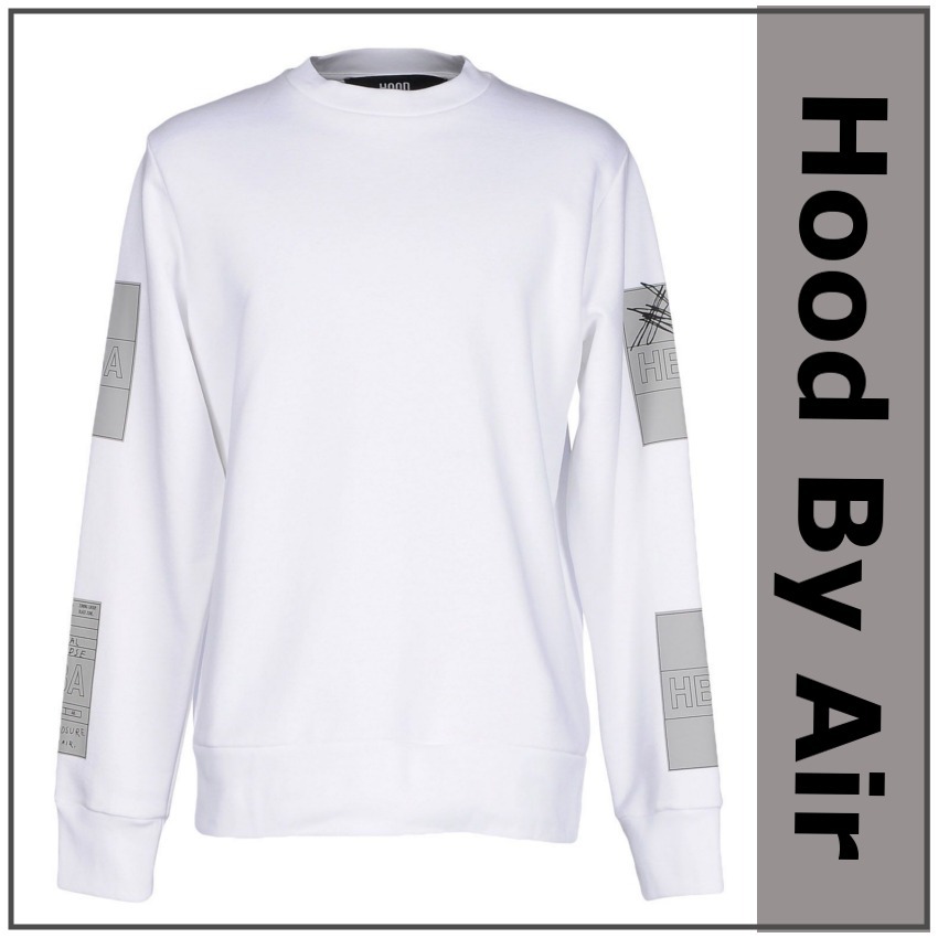 【関税込】HoodByAir★袖プリント ホワイト コットン スウェット