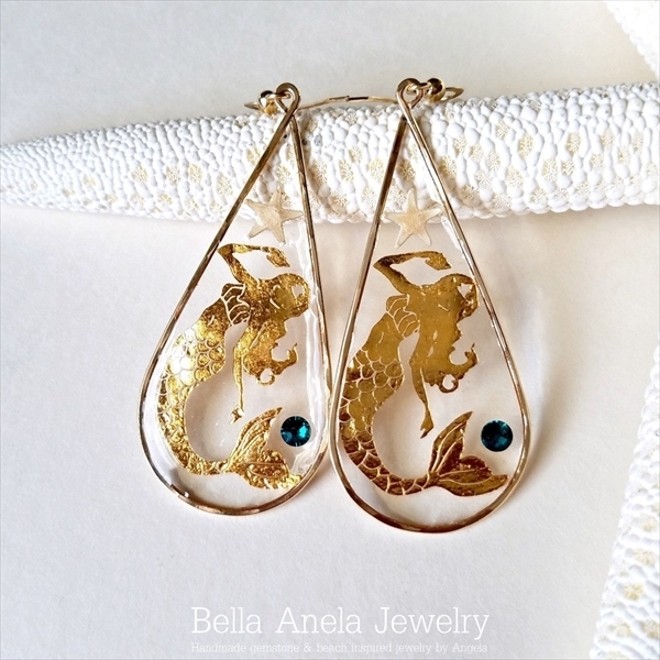 マーメイド フープ ピアス 14KGF ハワイ BellaAnela #467