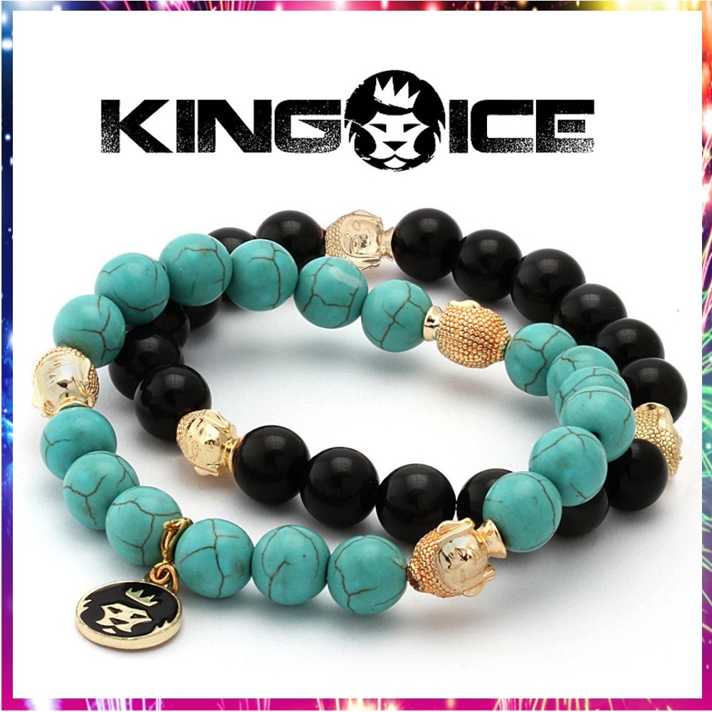 送料関税込・国内発送☆KING ICE☆Turquoise&Onyx Bracelet Set