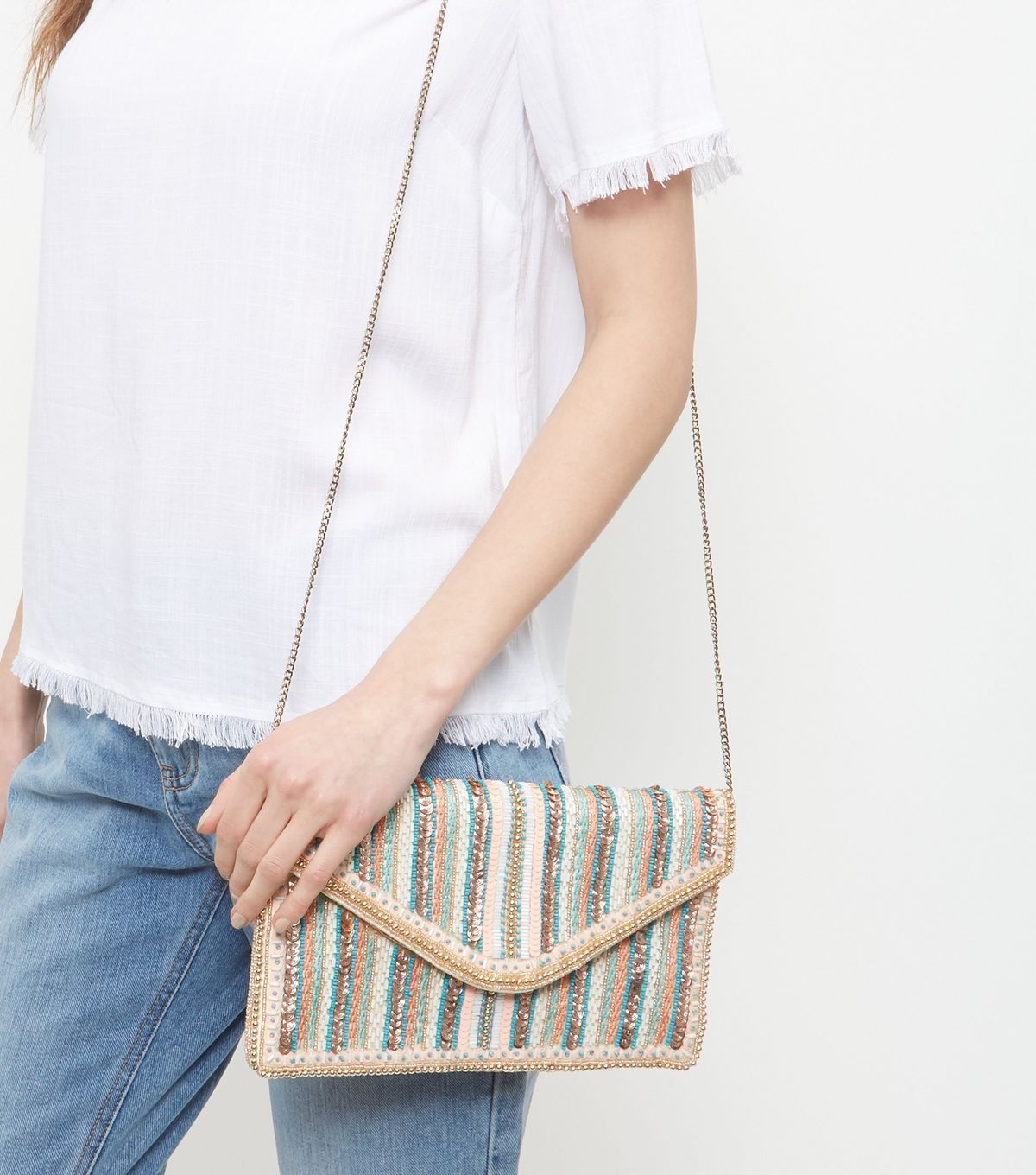 *new look*ビーズ刺繍 パステルカラー ショルダー/クラッチ