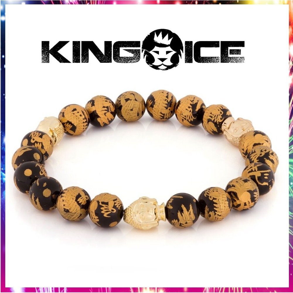 送料関税込・国内発送☆KING ICE☆Onyx Gold Bead Bracelet☆