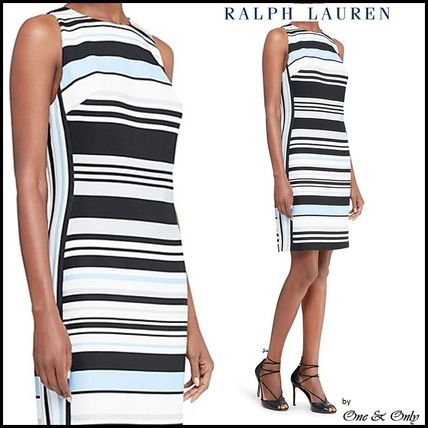 Ralph Lauren Party Dresses Stripes Tight Sleeveless Medium Party Dresses