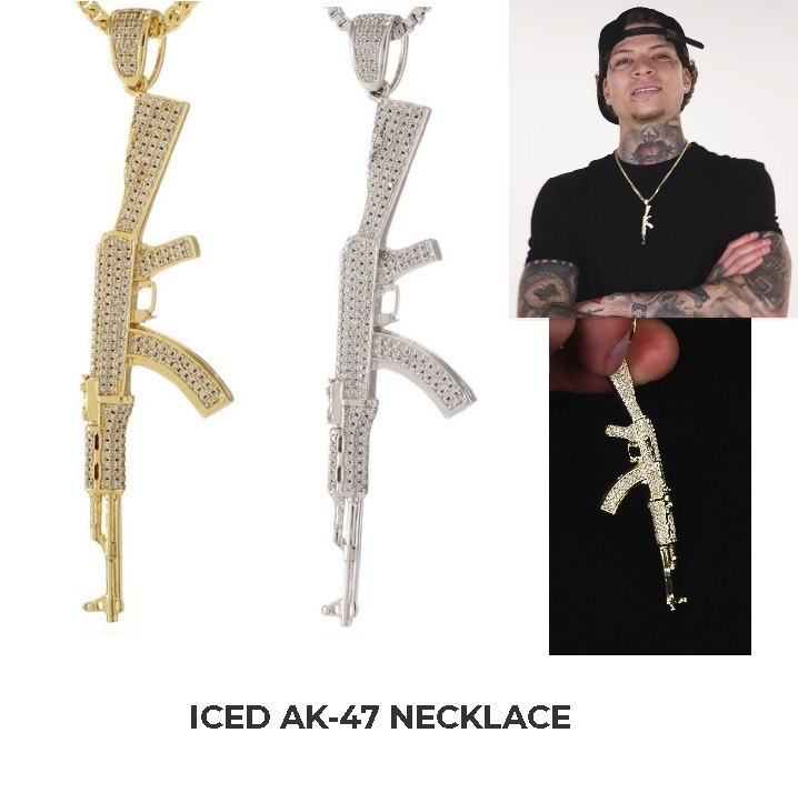 King Ice★Studded AK-47 Necklace★Gold/Black★送料税込/国内