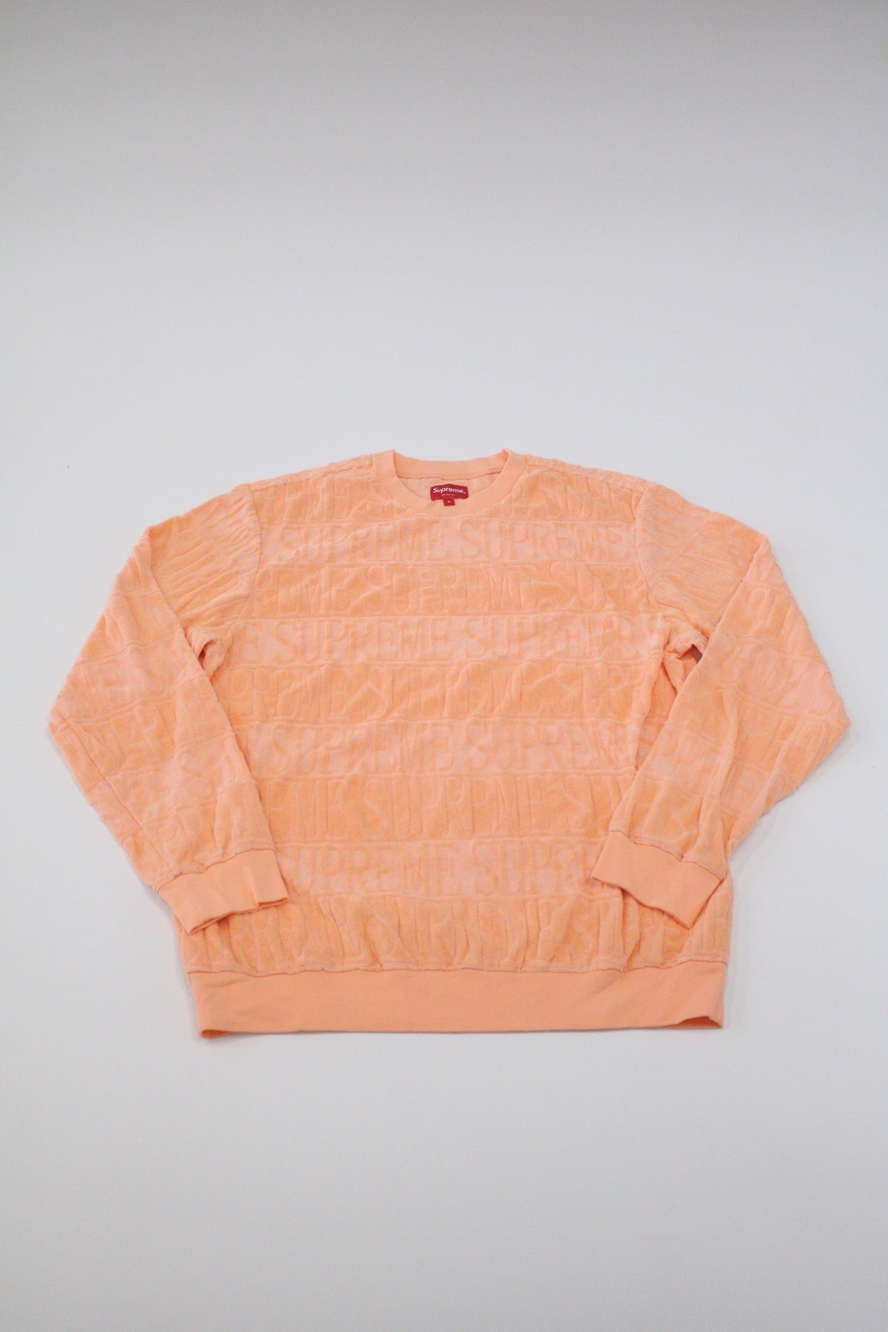 追尾/関税/送料込 17SS SUPREME Logo Stripe Terry Crewneck