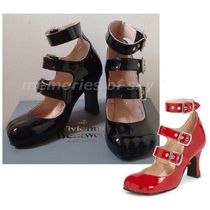 【Vivienne Westwood】アニマルトゥ3ストラップ エナメル黒/赤