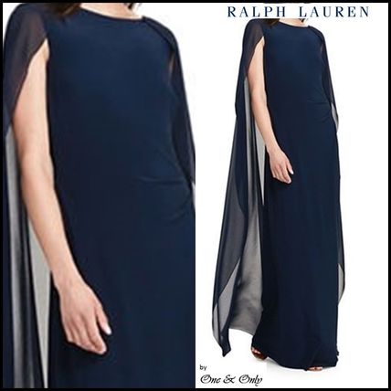 Ralph Lauren Party Dresses Maxi Sleeveless Plain Long Party Dresses