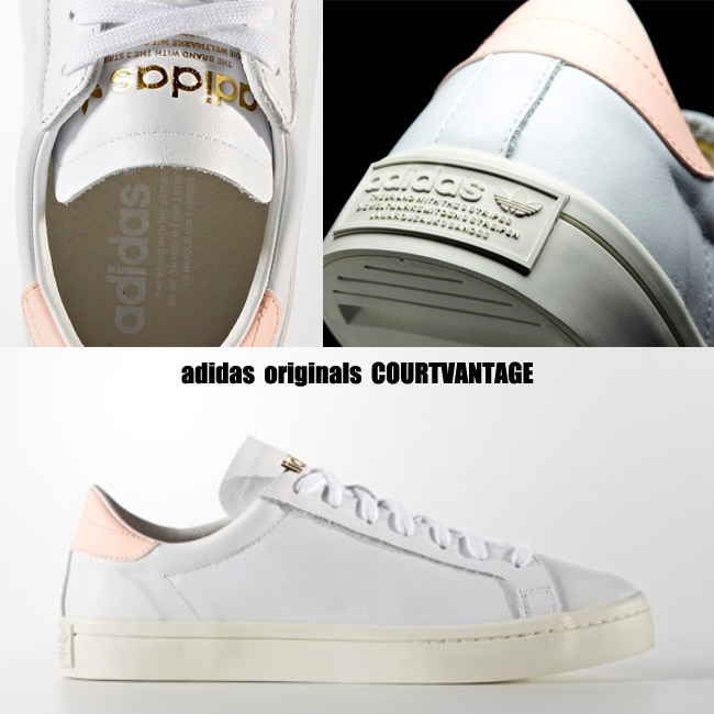 adidas★COURTVANTAGE★レザー★25.5~28cm★白×ピンク系