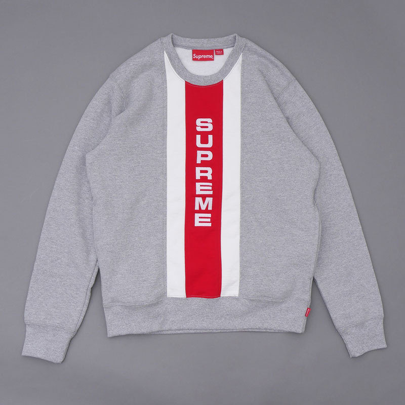 Supreme SS17 Vertical Logo Panel Crewneck グレー