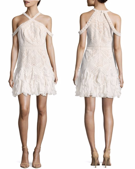 セール☆BCBG MAXAZRIA オフショルダーレースワンピース☆白