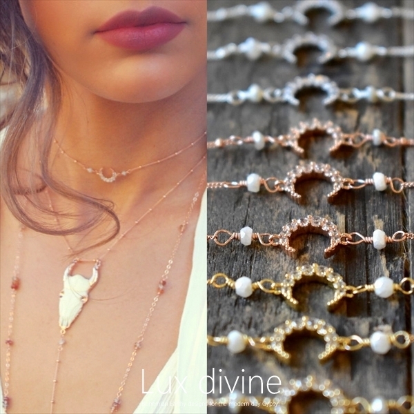 クレッセント ムーン チョーカー ネックレス★Luxdivine #1022