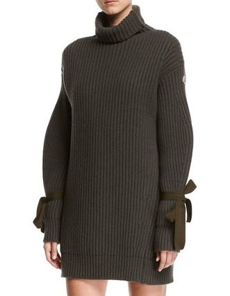 MONCLER ワンピースその他 新作 【MONCLER】Ribbed Ribbon Dress 大人なリボン セーター ★