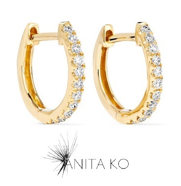 国内発| ANITA KO Huggy K18G ダイヤモンド ピアス
