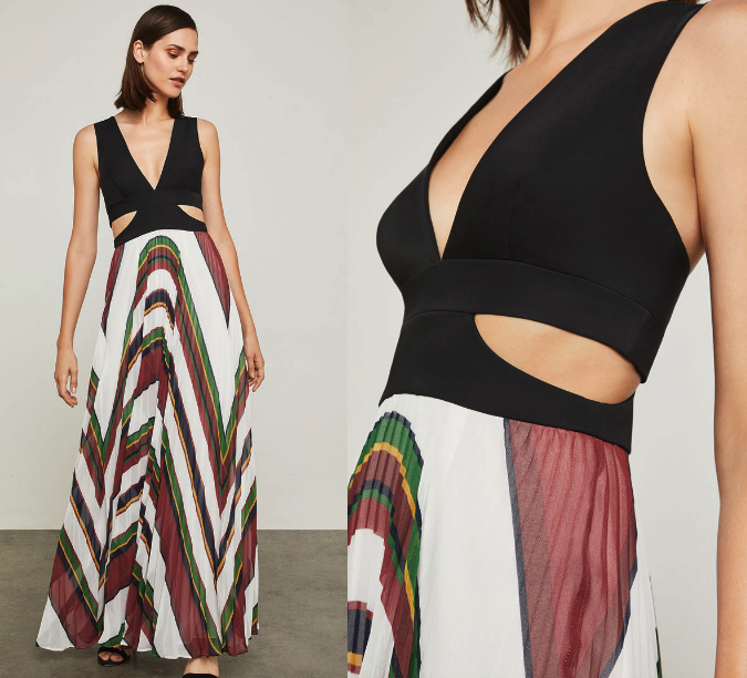 ☆BCBG MAXAZRIA プリーツカットアウトロングワンピース☆
