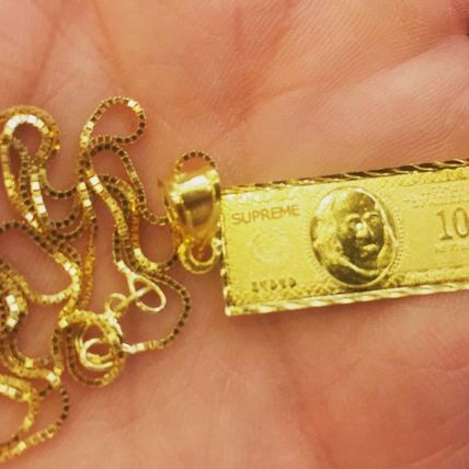 FW17 Supreme 100 Dollar Bill 14K Gold Pendant シュプリーム ...