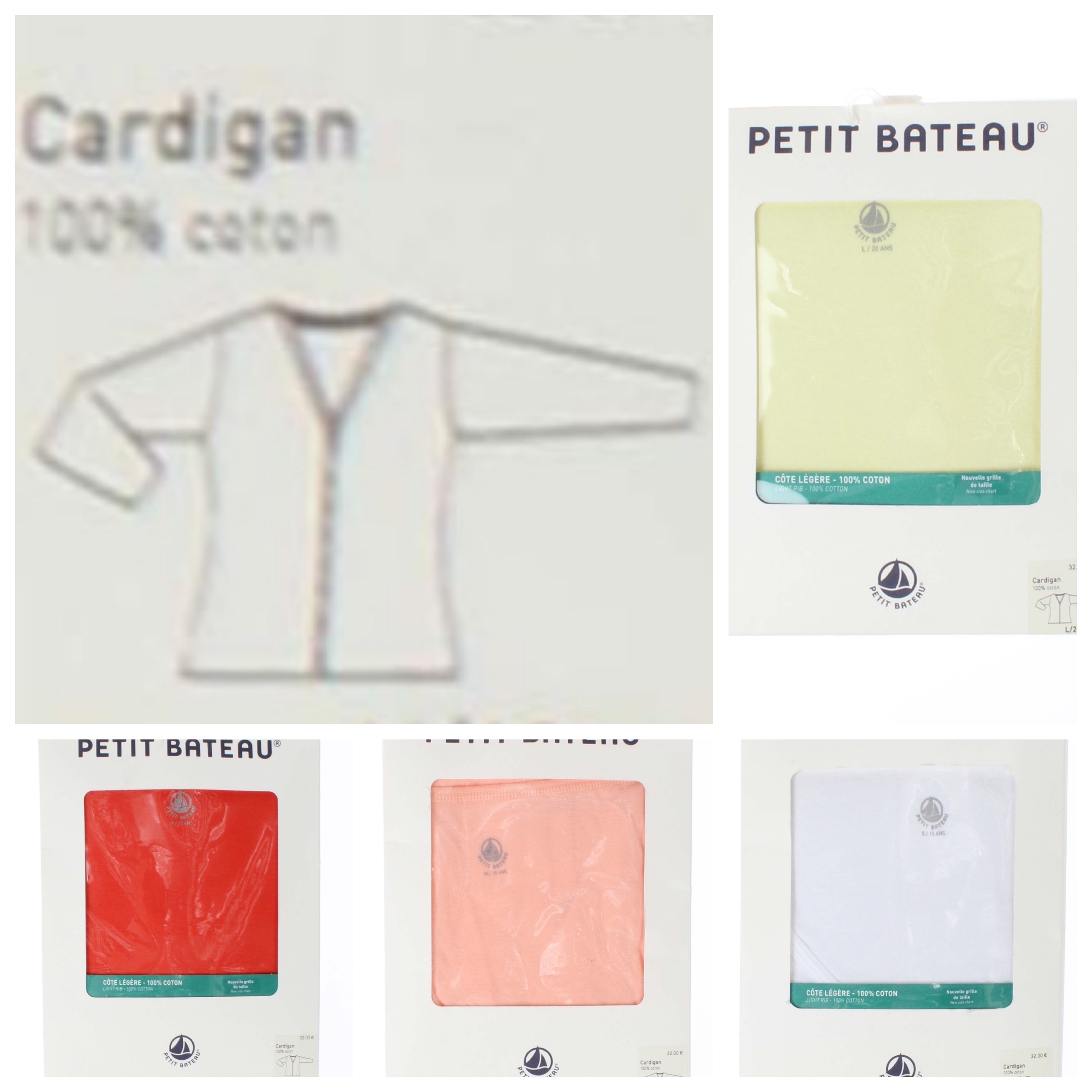 Vネックボタン付きコットン長袖Tシャツ ☆ PETIT BATEAU