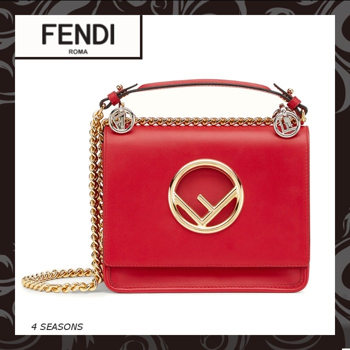 ★関税/送料込★FENDI キャナイ エフ レッドレザー ミニバッグ