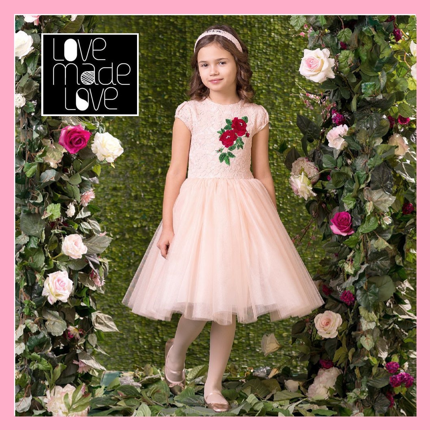 現地SALE価格! Love Made Love★Salmon Pinkレースドレス★2-16Y