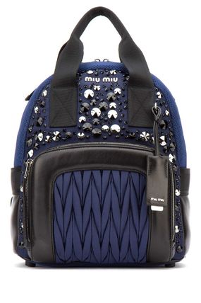 MiuMiu Backpacks Casual Style 2WAY Bi-color With Jewels Backpacks