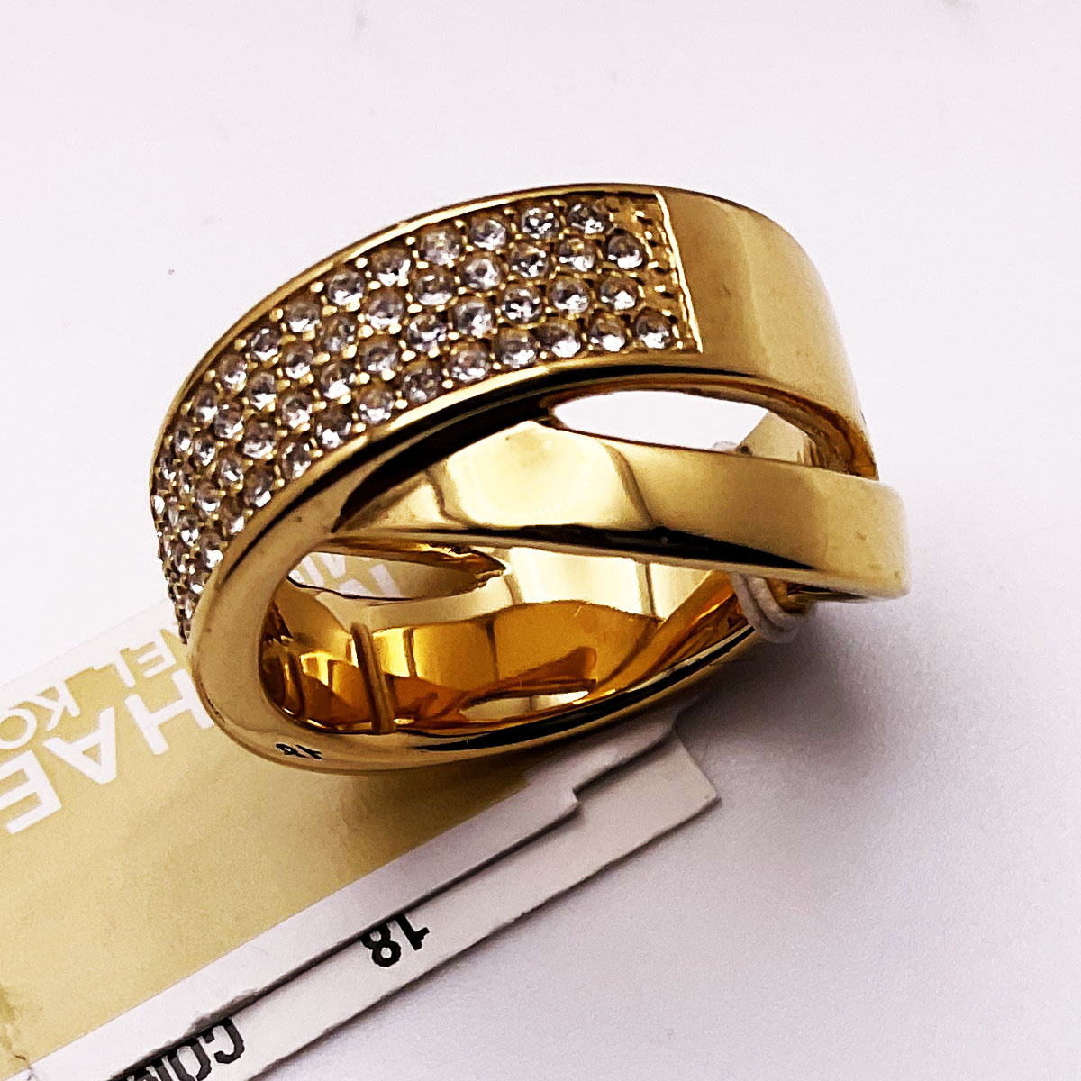 期間限定セール！Michael Kors Gold Criss Cross Pave リング