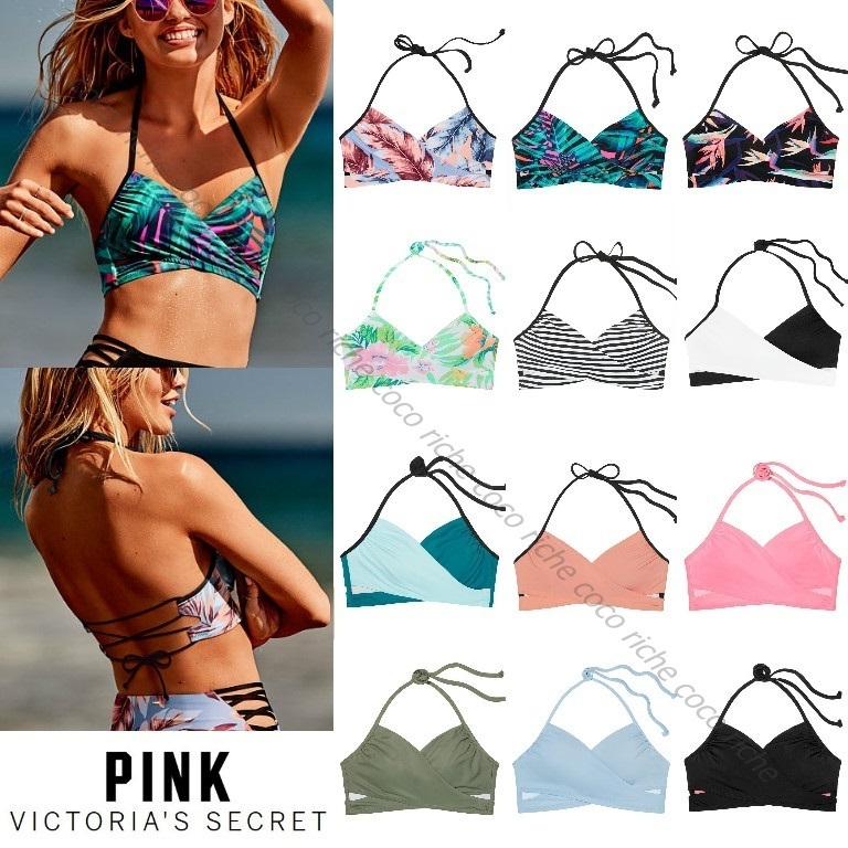 国内発送★VS PINK♡レースアップバックホルタートップ