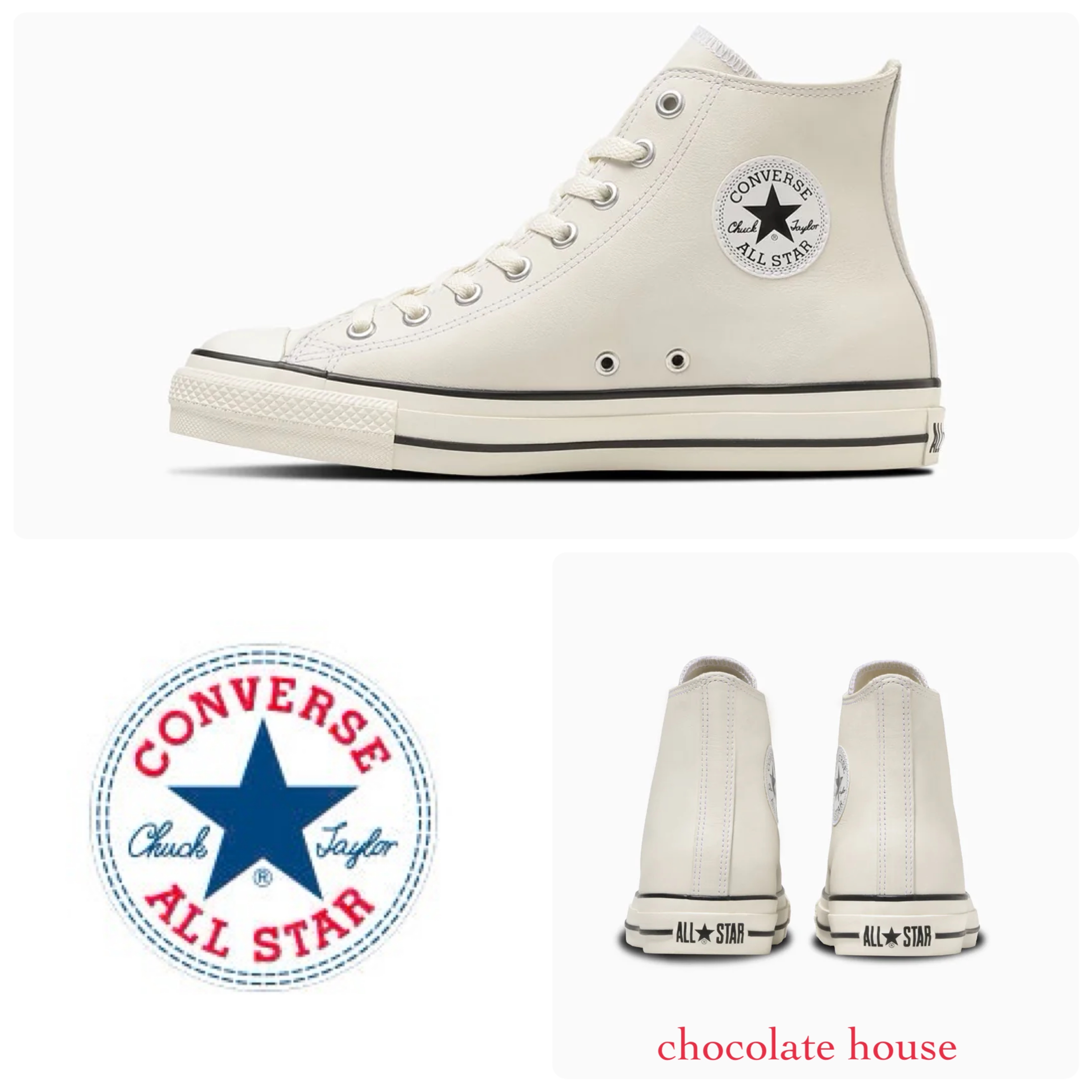 国内正規品★CONVERSE コンバース レザーLEATHER ALL STAR HI 白