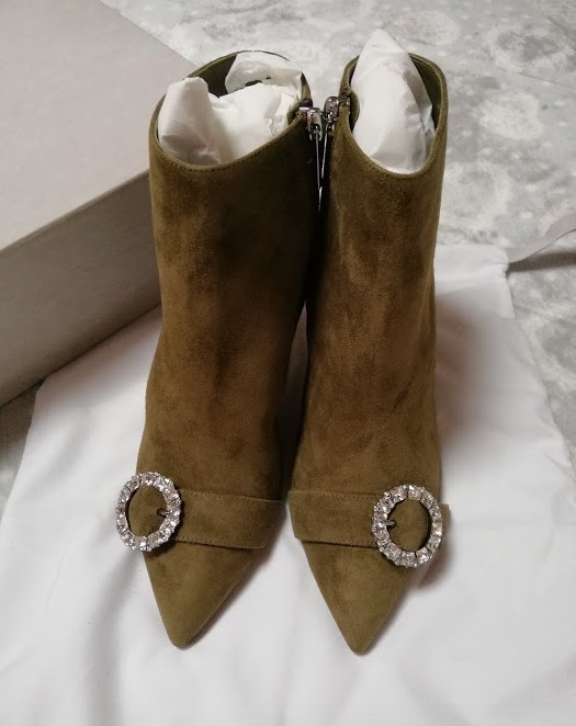JIMMY CHOO★HANOVER 65 カーキ色 スエードブーツ
