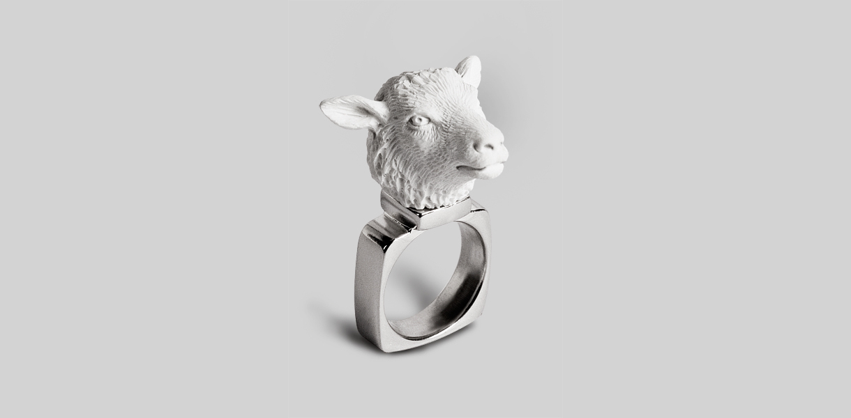 即発 日本未入荷 haoshi リング 指輪 羊 動物 ユニセックス 白