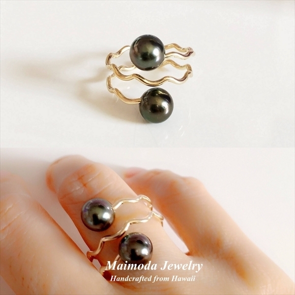 タヒチアンパール WAVE ラップ ラップリング ☆Maimoda Jewelry