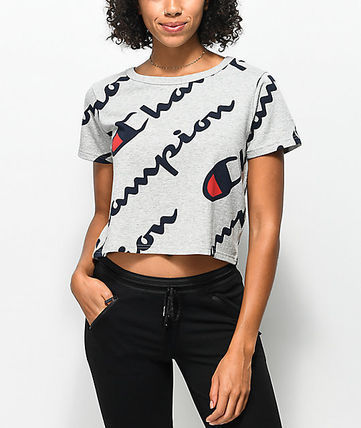 国内配送 CHAMPION Life Women's LOGO CROPPED TEE グレー