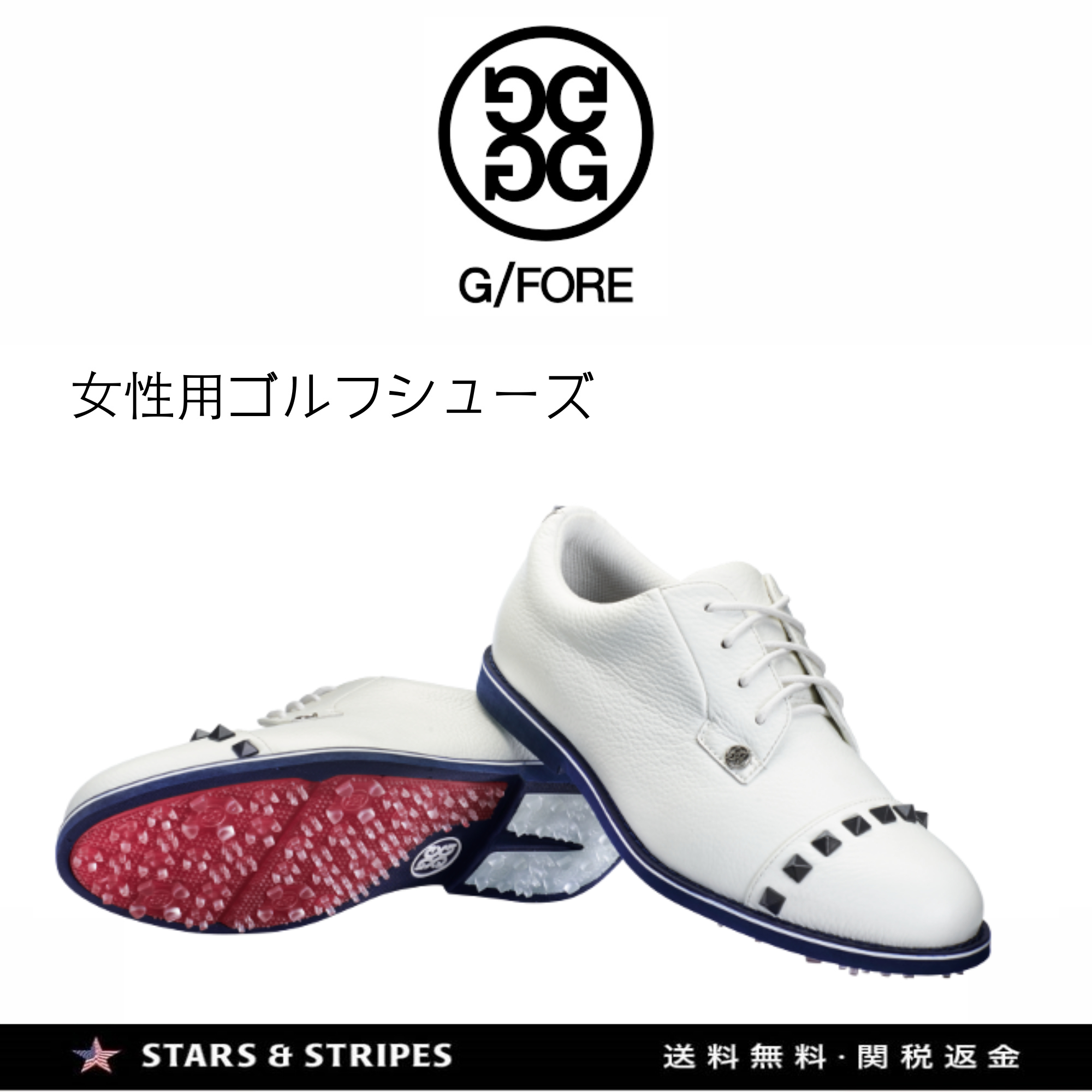 日本未発売新作G/FORE女性用スタッドキャップトウゴルフシューズ (G