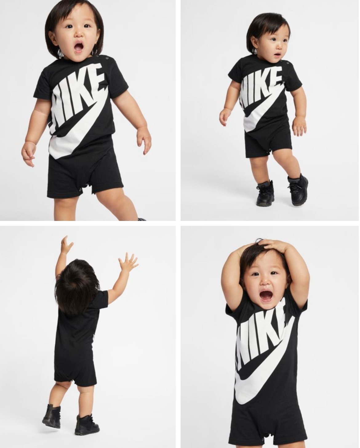 大人気☆Nike☆ナイキ ベビー カバーオール 女の子 大人気☆Nike☆ナイキ ベビー ショートオール 黒 (Nike/ベビー