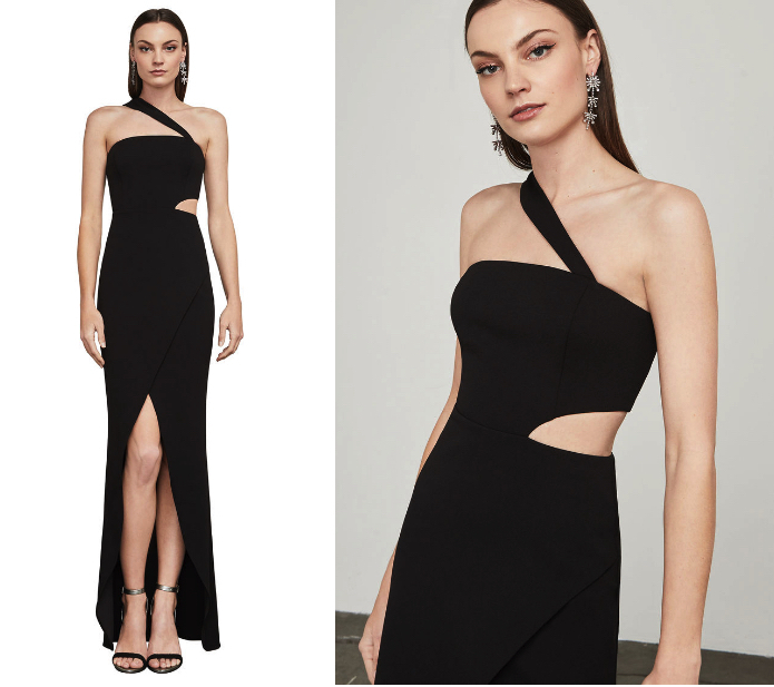 SALE☆BCBG MAXAZRIA ワンショルダーマキシ丈ワンピース黒