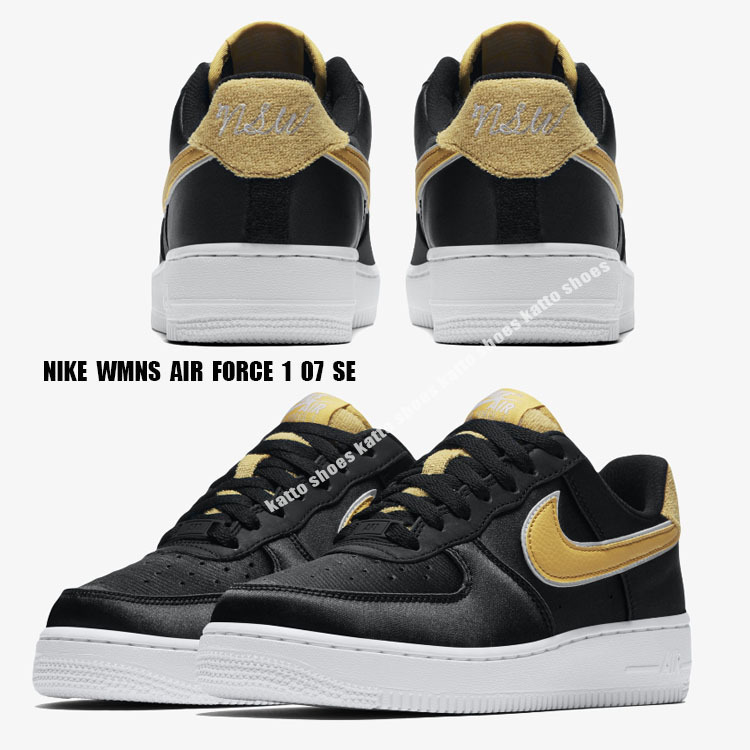 NIKE★WMNS AIR FORCE 1 '07 SE★STAIN BLACK/GOLD