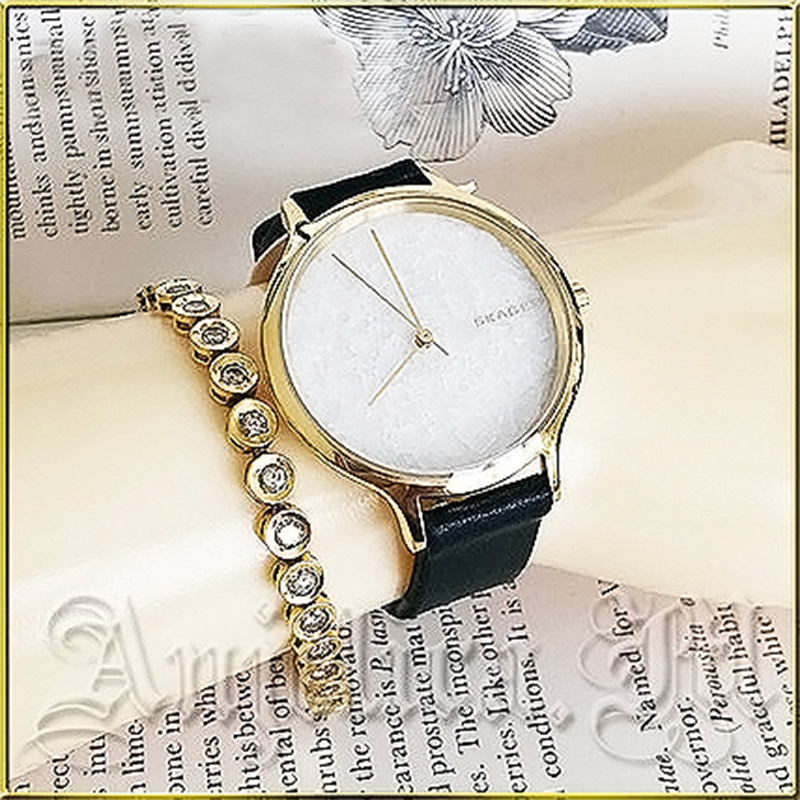 ★在庫即発★SKAGEN Anita Black Leather Stone Watch SKW2671