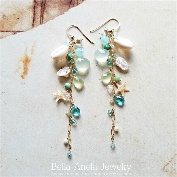 シェル スターフィッシュ ロング ピアス ハワイ BellaAnela #579